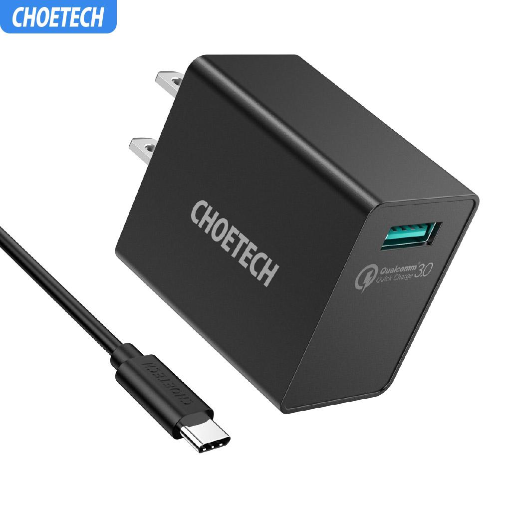 CHOETECH หัวชาร์จเร็ว QC30 Fast Charge หัวปลั๊กไฟ ขนาด 1 ช่อง จ่ายไฟสูงสุด 18W รุ่น Q3004 สีดำ