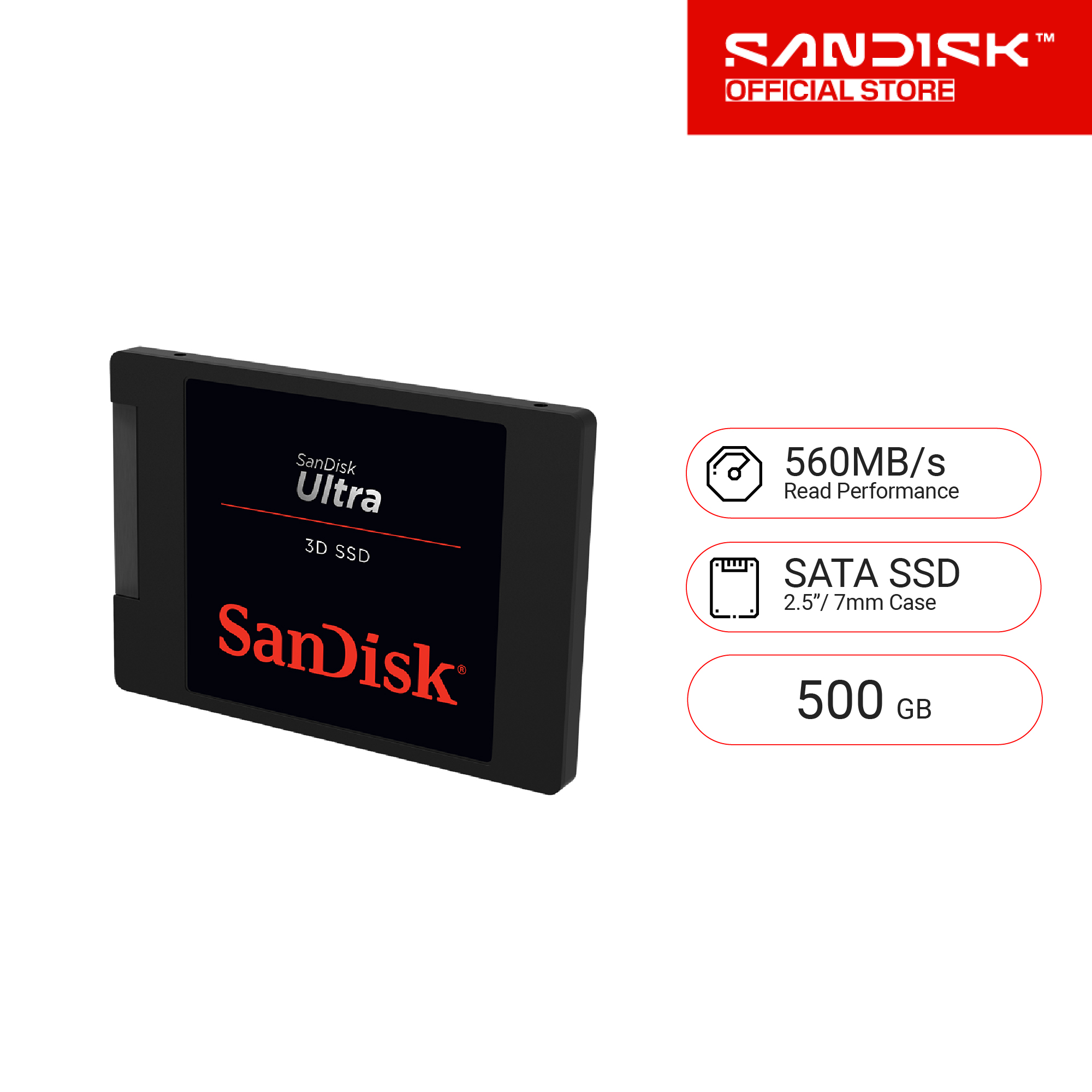 SanDisk サンディスク 内蔵 SSD Ultra 3D 500GB 2.5インチ SATA