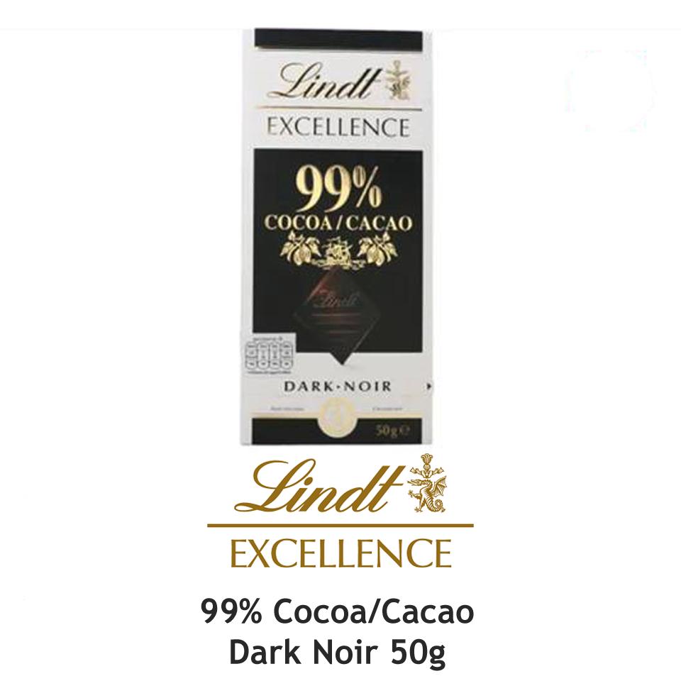 ช็อคโกแลต Lindt Excellence 99% Cocoa/Cacao Dark Noir Dark Chocolate 1.76 Oz/ 50g