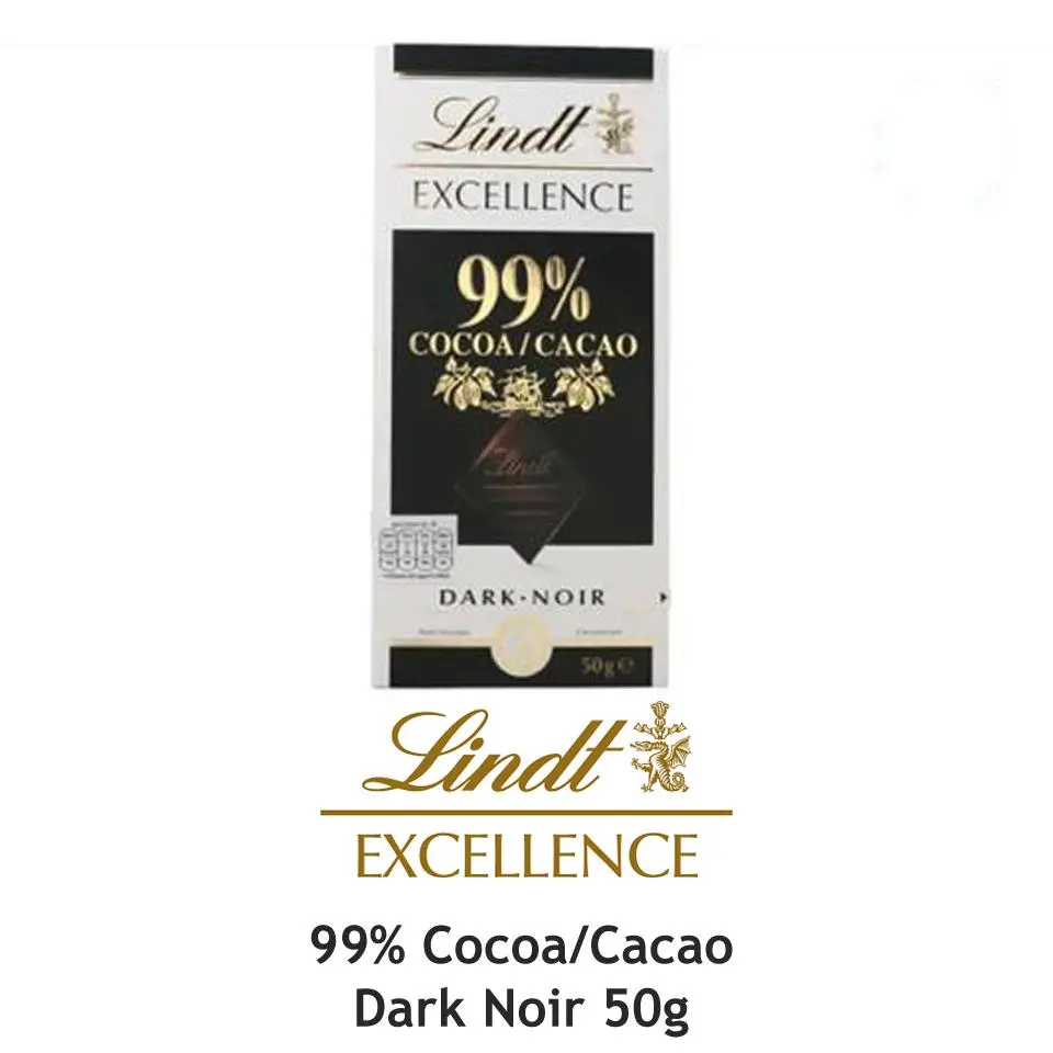 ช็อคโกแลต Lindt Excellence 99% Cocoa/Cacao Dark Noir Dark Chocolate 1.76 Oz/ 50g