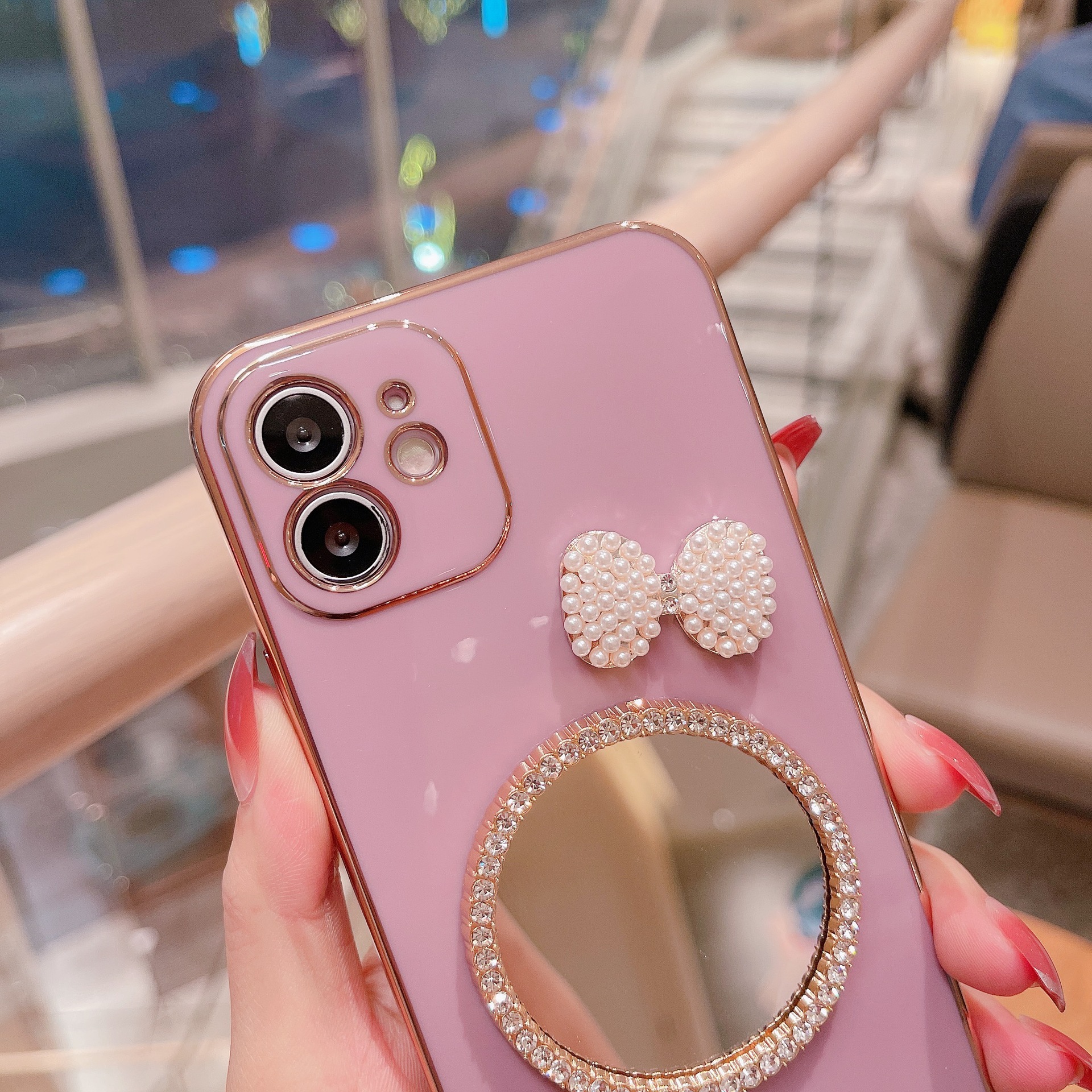 【จัดส่งฟรี】Ins Tikto เคสโทรศัพท์, ชุบด้วยไฟฟ้า กระจก Colorful 6D Curve ...