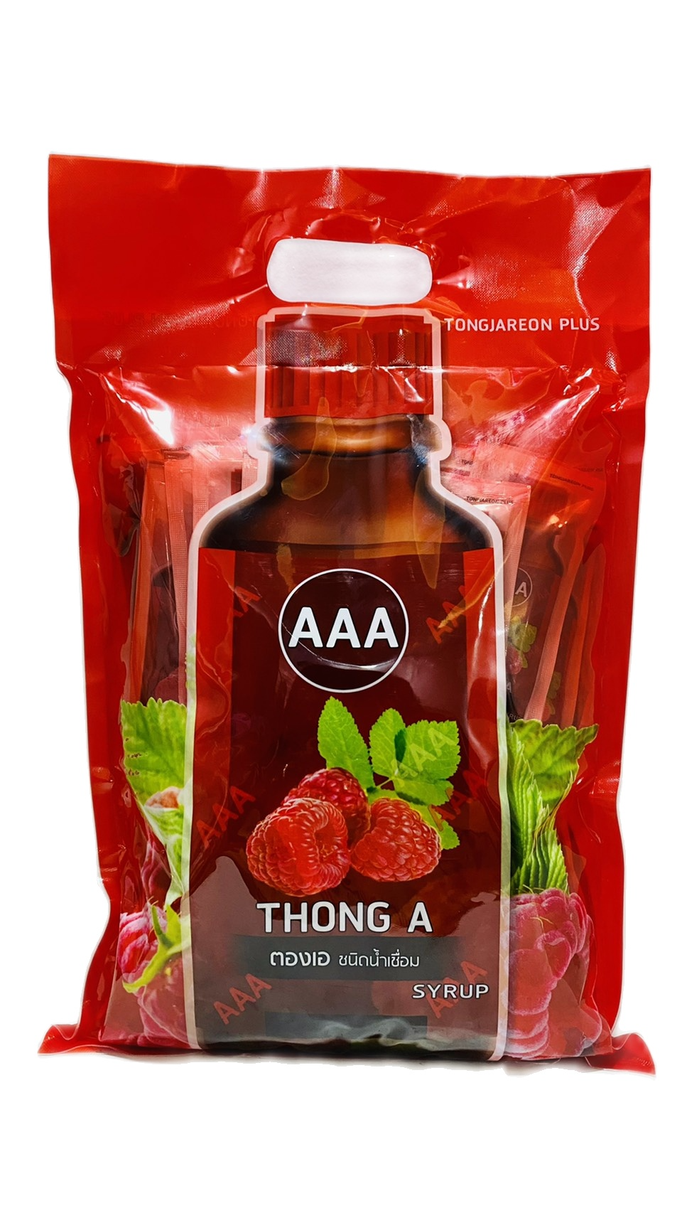 AAA Thong A น้ำหวานเข้มข้นกลิ่นราสเบอร์รี่ แบบซอง 30มล 1 ถุง 50 ซอง