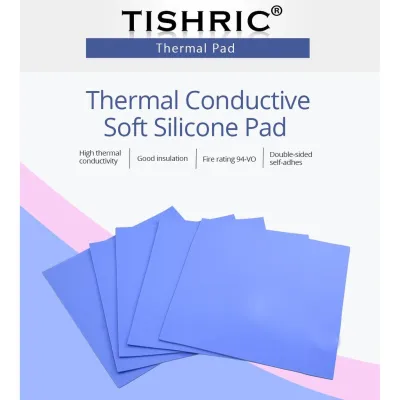 TISHRIC Silicone Thermal Pad Blue (0.5,1,1.5,2mm.)(No cutและ cut)ขนาด100mm.*100mm.