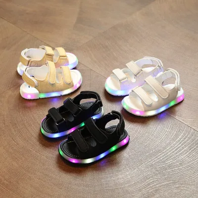 mybabyme Girls Boys Sandals LED Glow Children Beach Shoes Summer Cute Casual Kids Sandals