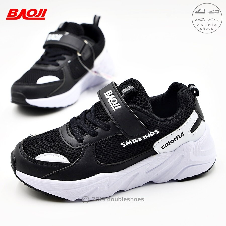 BAOJI ของแท้ 100% รองเท้าผ้าใบเด็ก รองเท้าวิ่ง รุ่น GH856 (สีดำ-ขาว/ ดำ-ทอง/ ขาว/ ชมพู) ไซส์ 31-36
