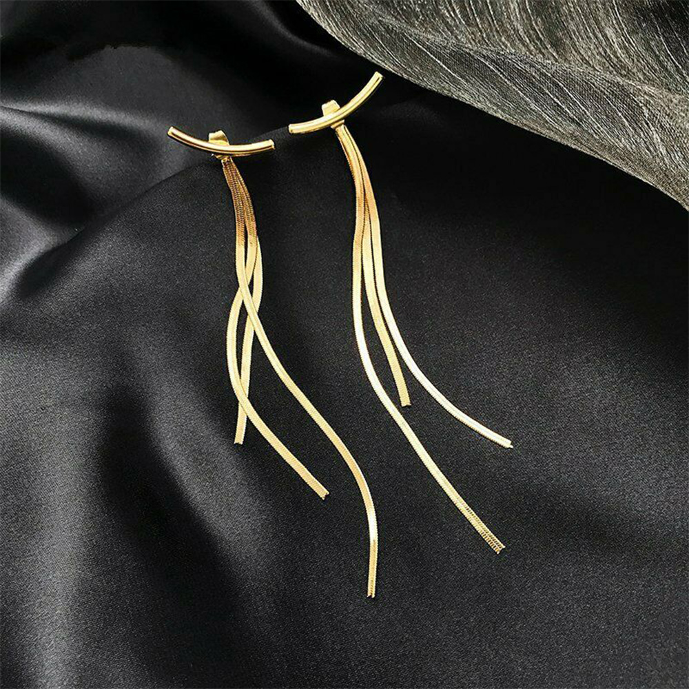 LOKLIFFAI Bow Drop Dangle Earrings For Women | Long Tassel Chain Statement Earrings Wedding Party - View #2