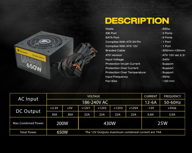 ภาพสินค้าพาวเวอร์ซับพาย NUBWO POWER SUPPLY 650W NPS-020 อุปกรณ์จ่ายไฟ สินค้าประกัน 2 ปี จากร้าน มหาพรม บน Lazada ภาพที่ 8