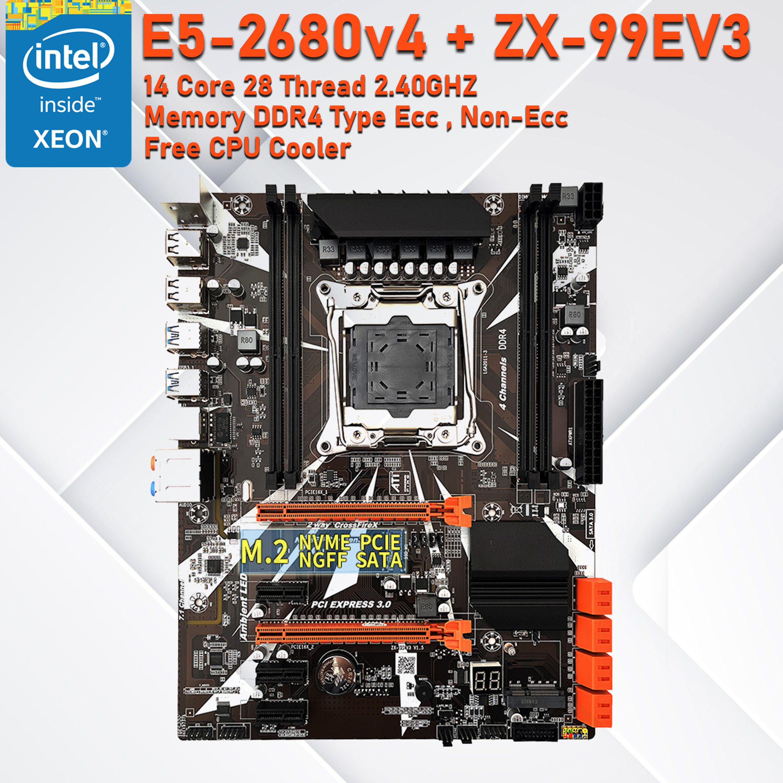 ชุด Xeon X99 ZX-99EV3 Xeon E5-2680v4 Set CPU MB Cooler