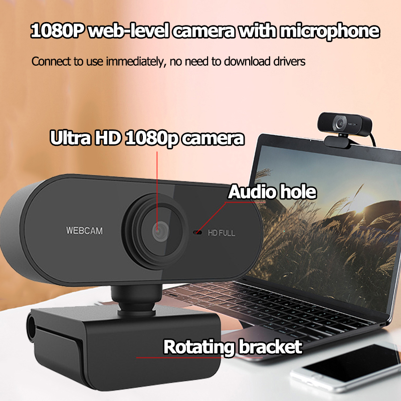 HD webcam 1080P กล้องคอมพิวเตอร์ HD 1080P โน๊ตบุ๊คเดสก์ท็อปพร้อมไมโครโฟนไดรฟ์ฟรีเครื่องออลอินวันที่บ้านคลาสวิดีโอ USB การเรียนพิเศษภาษาอังกฤษครูต่างชาติการสอบคัดเลือกระดับปริญญาโท