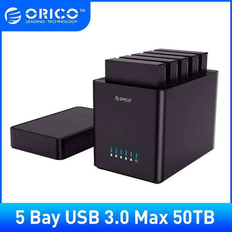 ORICO DS500U3 กล่องอ่านฮาร์ดดิสก์ขนาด 3.5 มี 5ช่อง สีดำ USB3.0 HDD สถานีเชื่อมต่อสนับสนุน 50 ไตรโลไบต์สูงสุด 5Gbps UASP HDD กรณีเครื่องมือฟรี HDD Enclosure
