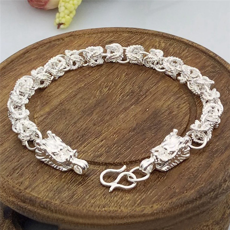Fkend New Fashion Silver Plated Dragon Design Bracelet Bangle Chain Men Bracelet Gift