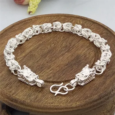 JIANI New Fashion Silver Plated Dragon Design Bracelet Bangle Chain Men Bracelet Gift