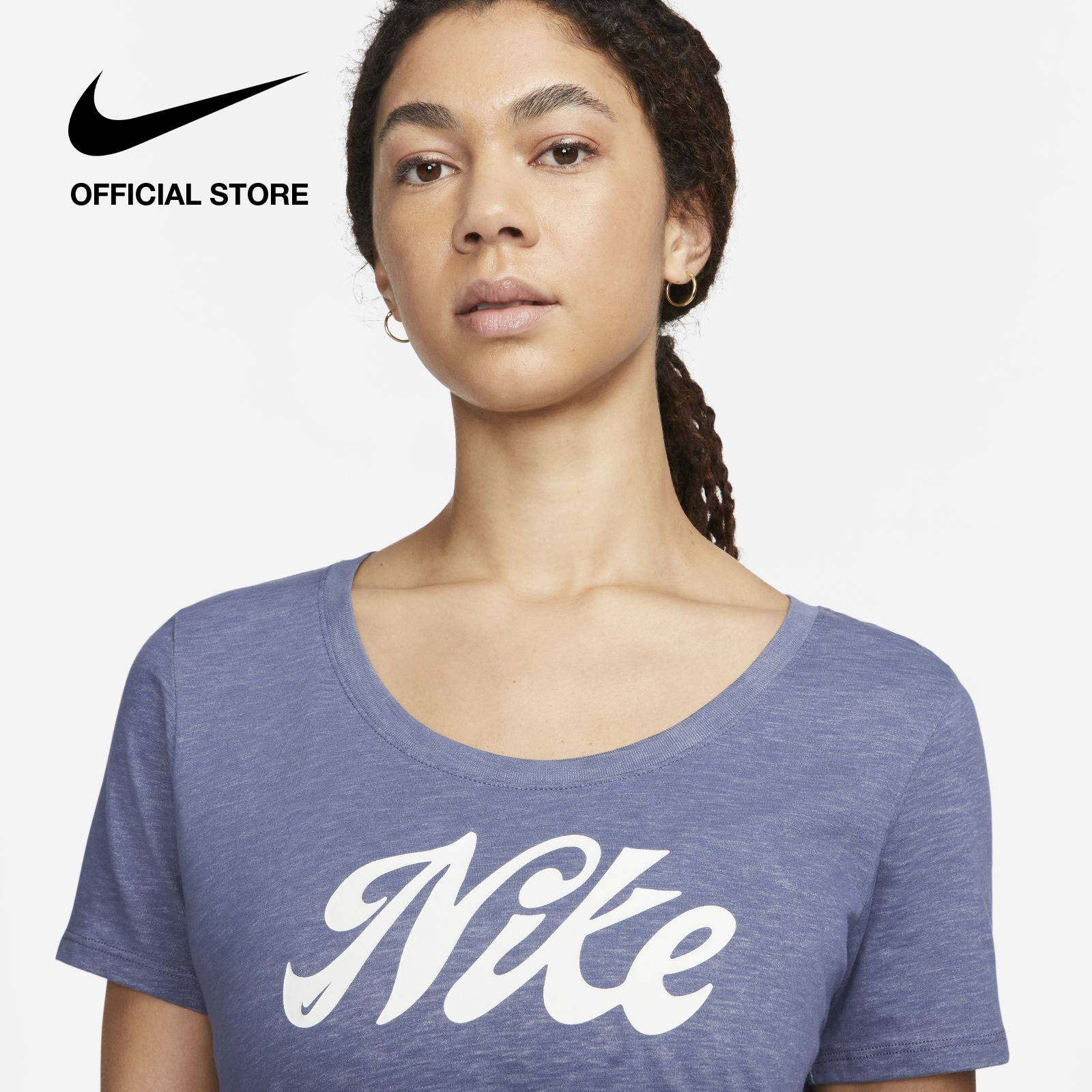 Nike Womens Dri-Fit Nike Script Tee - Diffused Blue - Nike - ThaiPick