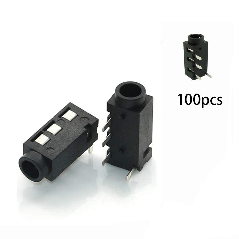 100Pcs 3.5mm Female Audio Connector 4 Pin DIP Headphone Jack Socket PJ-320A