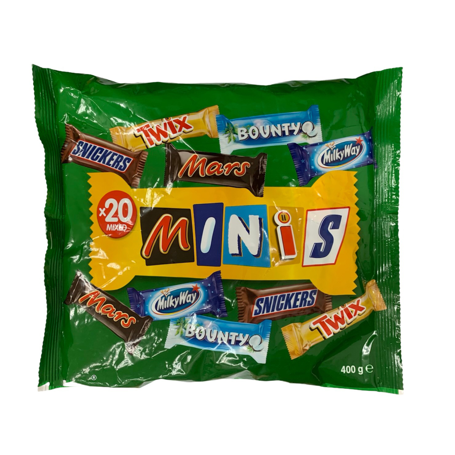 Mixed Minis รวมมินิช็อกโกแลตบาร์แสนอร่อย ที่ต้องมีสำหรับปาร์ตี้ครั้งต่อไป Milky Way, Bounty, Twix, Snickers และ Mars 20 แท่ง 400 กรัม