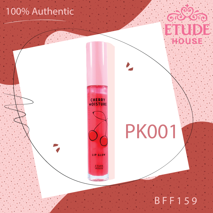 ของแท้100% Etude House Cherry Moisture Lip Glow 4g. BFF159 อีทูดี้เชอร์รี่ ลิปกลอส ริมฝีปากอวบอิ่ม สีสวย 5สี  ชื่อสี PK001ปริมาณ (มล.) 4