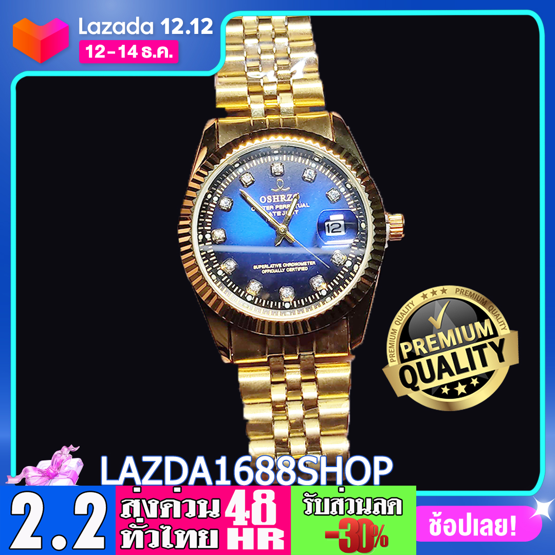 RL Watch นาฬิกาข้อมือสีทอง พร้อมมีวันที่กันน้ำ SHLZ นาฬิกาสีทองขนาดหน้าปัด35มิลสายแตนเลสsus สีทองของแท้ นาฬิกาผู้ชาย2020 นาฬิกาคาสิโอ lazda1688 rolax