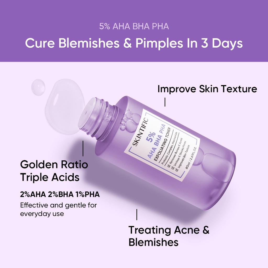 SKINTIFIC 5 AHA BHA Exfoliating Toner 80ml Aha Bha Pha Toner ...
