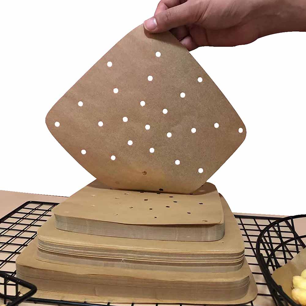 JINGWEI 100PCS หน้าแรกห้องนั่งเล่นอุปกรณ์เค้กครัวอุปกรณ์ Steamer กระทะกระดาษอบหม้อทอด Air Fryer Liners แผ่นกระดาษกระดาษรองอบ