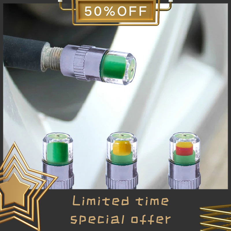 Excellent 4PCS Car Auto valve caps Pressure Indicator Valve Wheel Tires