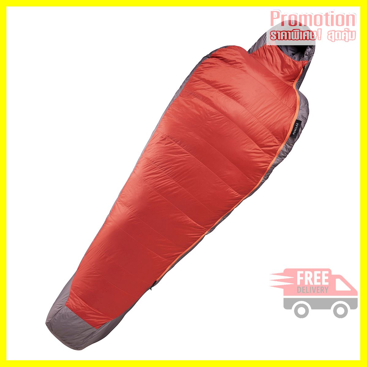 Trekking Mummy Sleeping Bag - TREK 900 0°C Feather Down - Red Grey