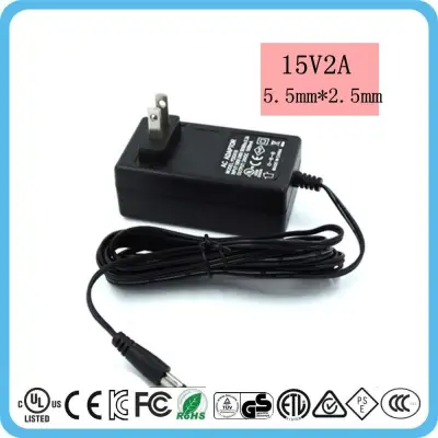 AC 100V-240V to DC 15V 2A Converter Power Supply Adapter Wall Charger 5.5X2.5 mm(us plug)