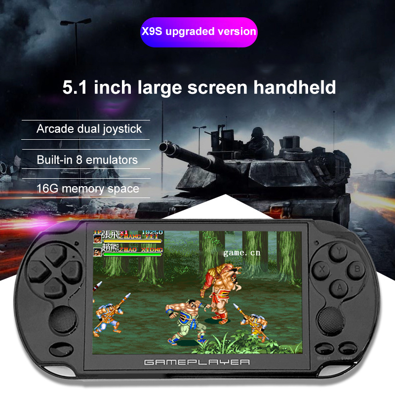 NEW 64 Bit 5- LCD X9 Plus Double Rocker 16G Arcade X9s Handheld Retro Game Console Video MP5 For GBA-For NES 1000 Games