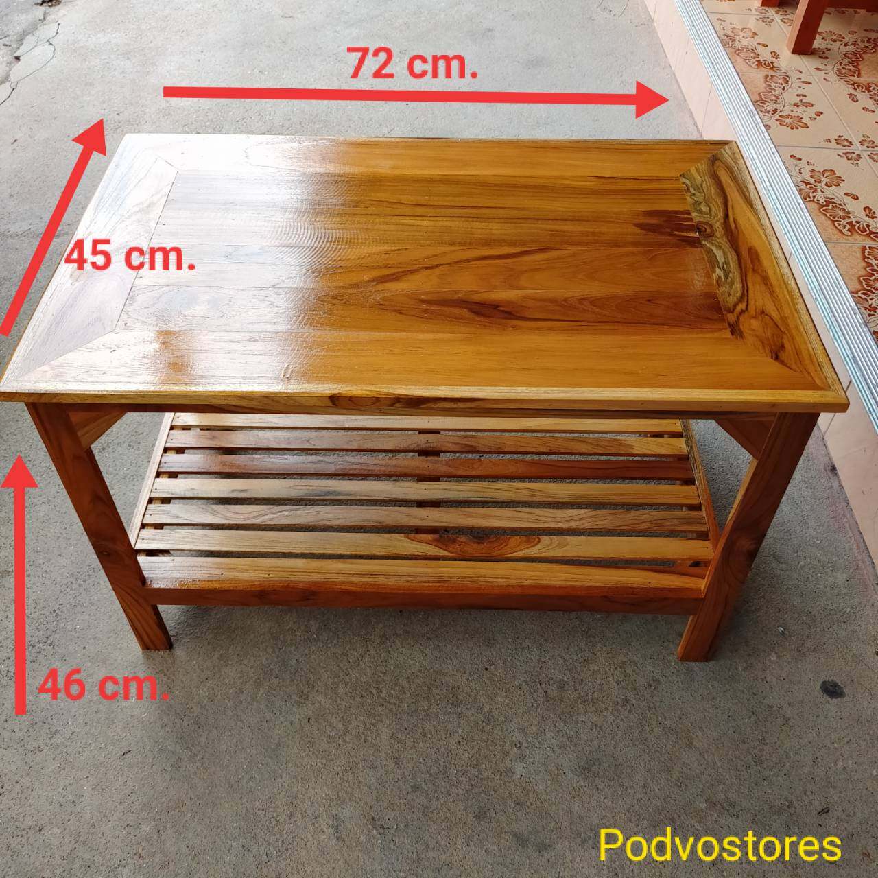 โต๊ะไม้สัก 2 ชั้น เคลือบแล็กเกอร์ (กว้าง 45 cm. ยาว 72 cm. สูง 46 cm.) โต๊ะทำจากไม้สักทอง โต๊ะญี่ปุ่น โต๊ะวางของ ที่วางของ โต๊ะตัวเตี้ย โต๊ะปิ๊กนิก โต๊ะขนาดเล็ก โต๊ะกลาง โต๊ะตัวเตี้ยๆ โต๊ะกินข้าว โต๊ะวางทีวี โต๊ะไม้ เฟอร์นิเจอร์ไม้