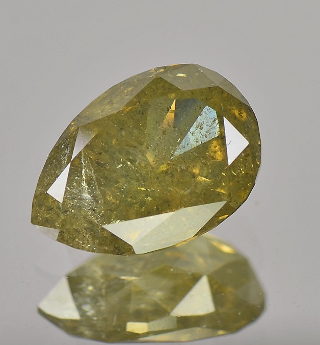 Greenish Yellow Diamond 1.43 cts  Pear  Shape Loose Diamond Untreated Natural Color