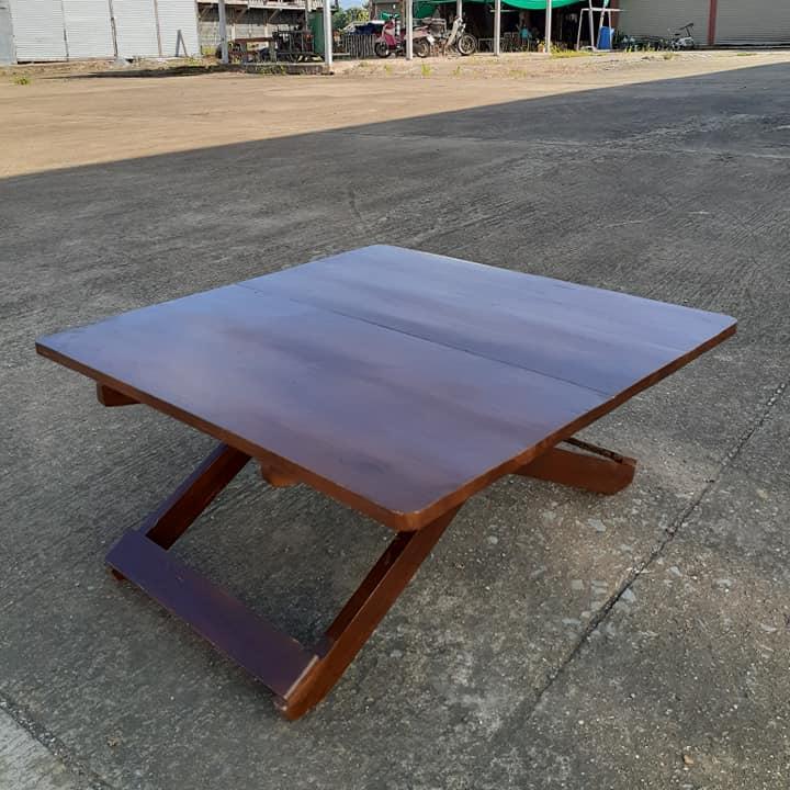 CProduct โต๊ะพับญี่ปุ่น โต๊ะไม้สัก โต๊ะเขียนหนังสือ โต๊ะกาแฟ โต๊ะสนาม พับเก็บได้ 67x67 cm สูง 30 cm สีน้ำตาลเคลือบเงา