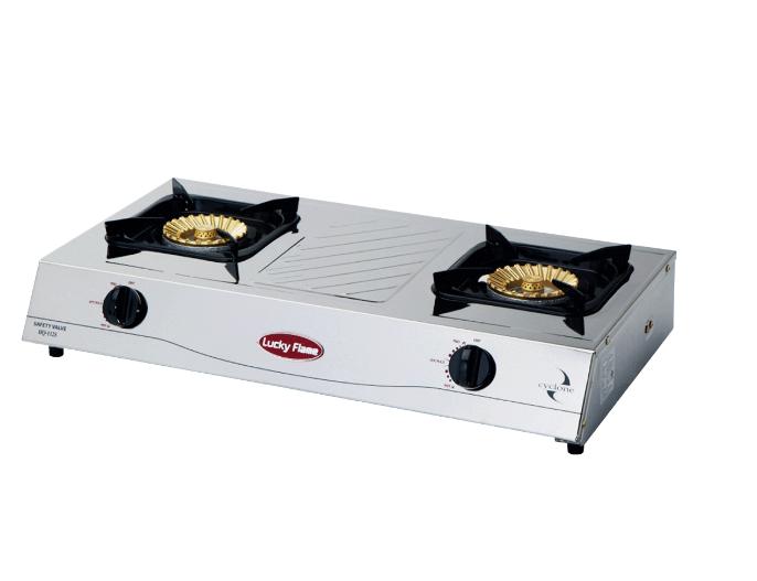 Lucky Flame เตาแก๊สตั้งโต๊ะ 2 หัวเตา สเตนเลสทั้งตัว HQ-112S