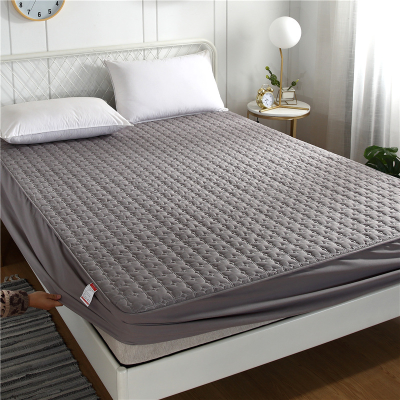(Special Size)Solid Color Quilted Breathable Fiteed Bed Sheet Mattress Protector Cover Four Seasons Bedspread