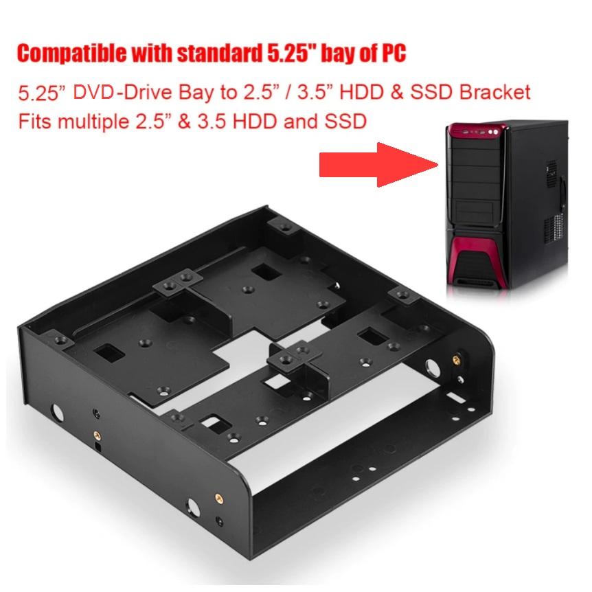 ถาดใส่ HDD,SSD OImaster 2.5  / 3.5  HDD / SSD to 5.25  DVD-Drive Bay Computer Mounting Bracket