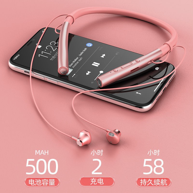۞✳✑♀ชุดหูฟังบลูทู ธ ไร้สายเล่นเกม binaural หูฟังสปอร์ตหูฟังห้อยคอ OPPOvivo Huawei Apple Universal
