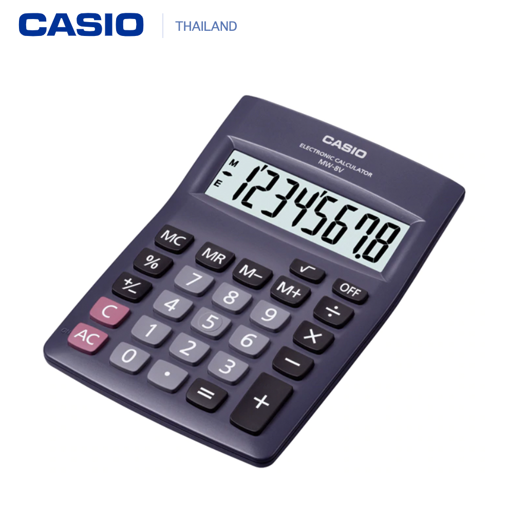Casio เครื่องคิดเลข 8หลัก ตั้งโต๊ะ รุ่น MW-8V สีดำ MW-8V-WE สีขาว ประกันศูนย์เซ็นทรัลCMG2 ปี จากร้าน M&F888B