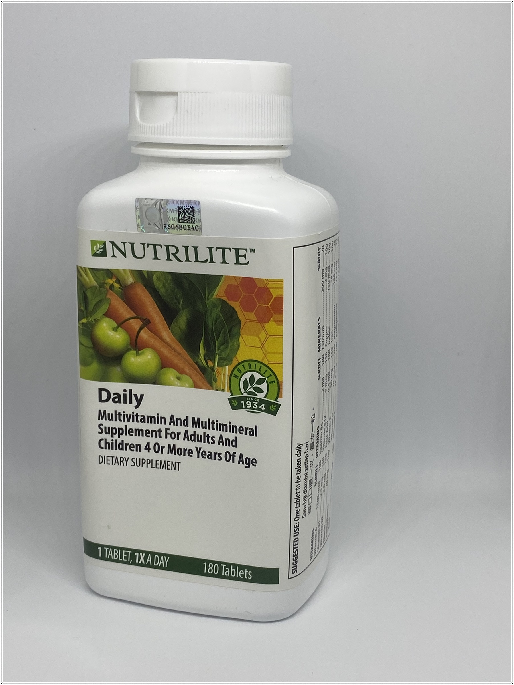 Nutrilite Daily Multivitamin And Multimineral แท้ช็อปมาเลเซีย( 180 เม็ด)สำหรับผู้ใหญ่และเด็ก 4ขวบขึ้นไป