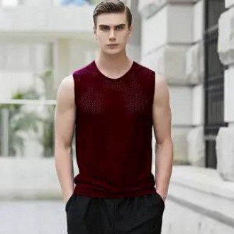 Men Ice Silk Vivid Microfiber Singlet Tank Top Sleeveless Sports ...