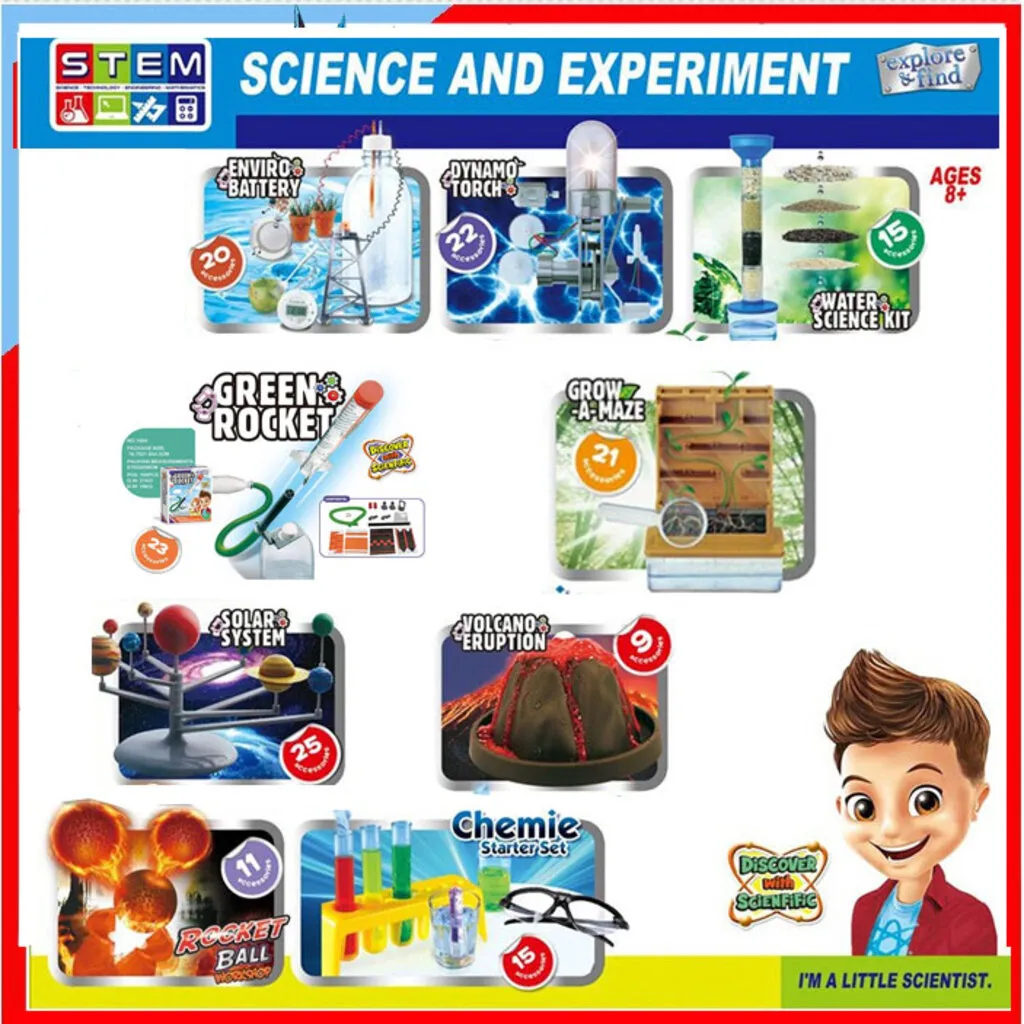 VB032 ชุดทดลองวิทยาศาสตร์ ของเล่น DIY ทดลอง Science show ภูเขาไฟระเบิด ระบบสุริยะ พลังแสงอาทิตย์ เครื่องกรองน้ำ Amber