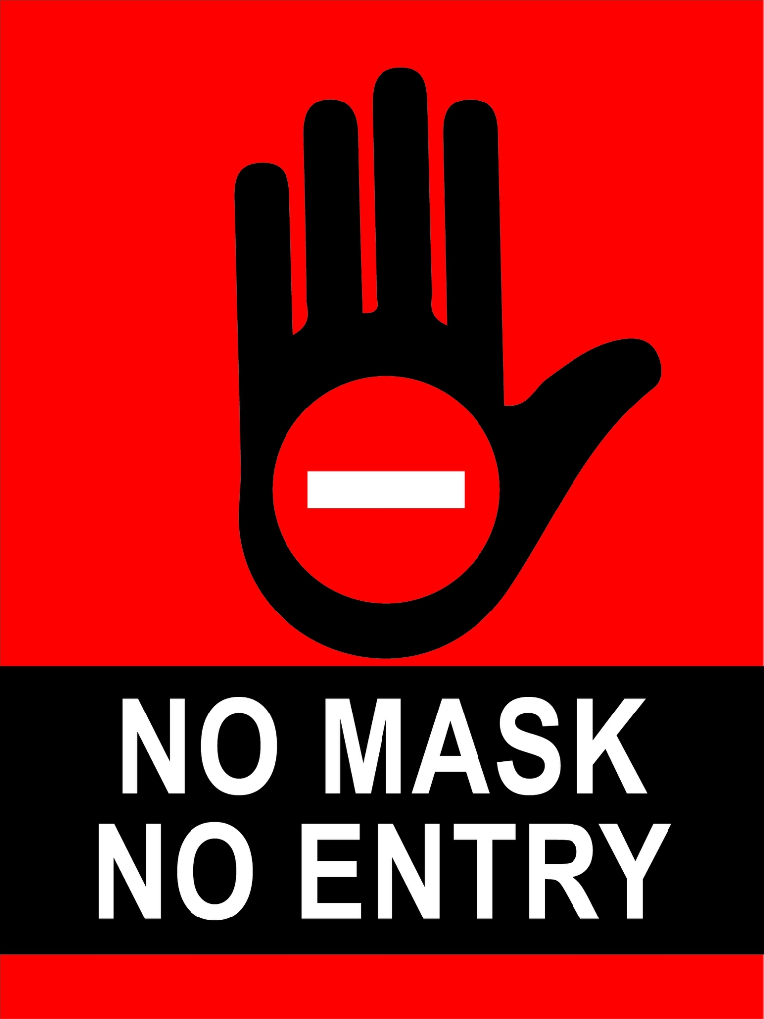 สติกเกอร์ No Mask No Entry ไม่สวมแมส ไม่อนุญาติให้เข้า