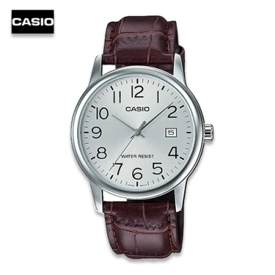 Casio Standard นาฬิกาข้อมือ สายหนัง รุ่น MTP-V002L-7B2UDF - สีเงิน