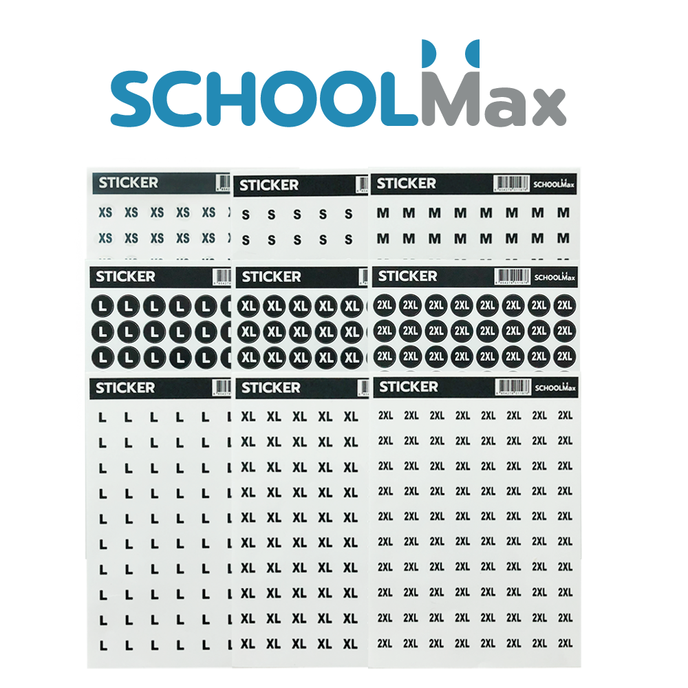 School Max สติกเกอร์ไซส์บอกขนาด พื้นขาว / พื้นใส / พื้นดำ บรรจุ 1 แผ่น