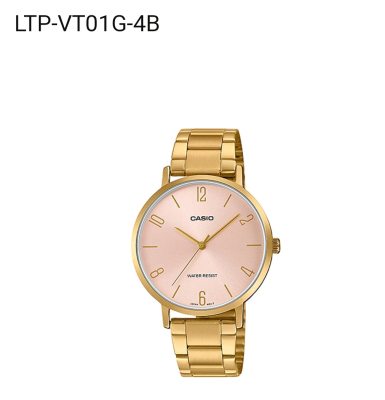 Casio แท้ 100% รุ่น LTP-VT01G-4BUDF นาฬิกาผู้หญิง สายสีทอง