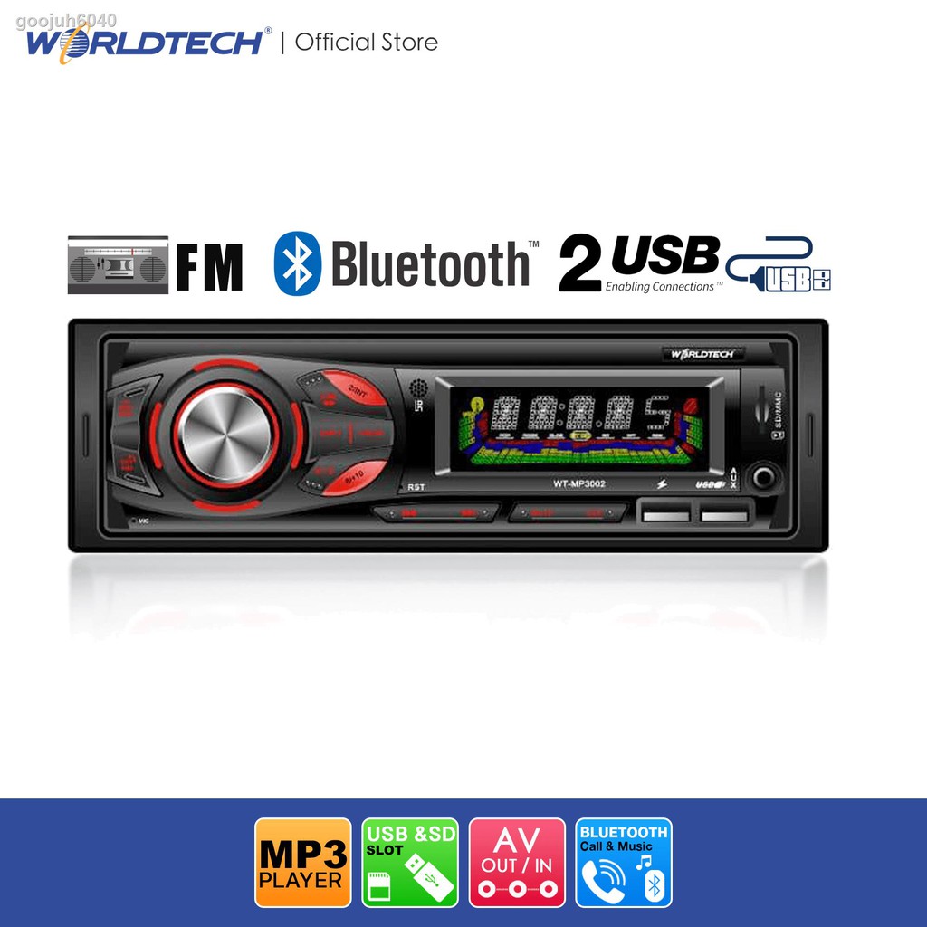 เครื่องเสียงรถยนต์ เครื่องมือช่าง┇﹊Worldtech รุ่น WT-MP3002 เครื่องเสียงรถ, วิทยุติดรถยนต์ 1Din (วิทยุ mp3 usb บลูทู ธ )