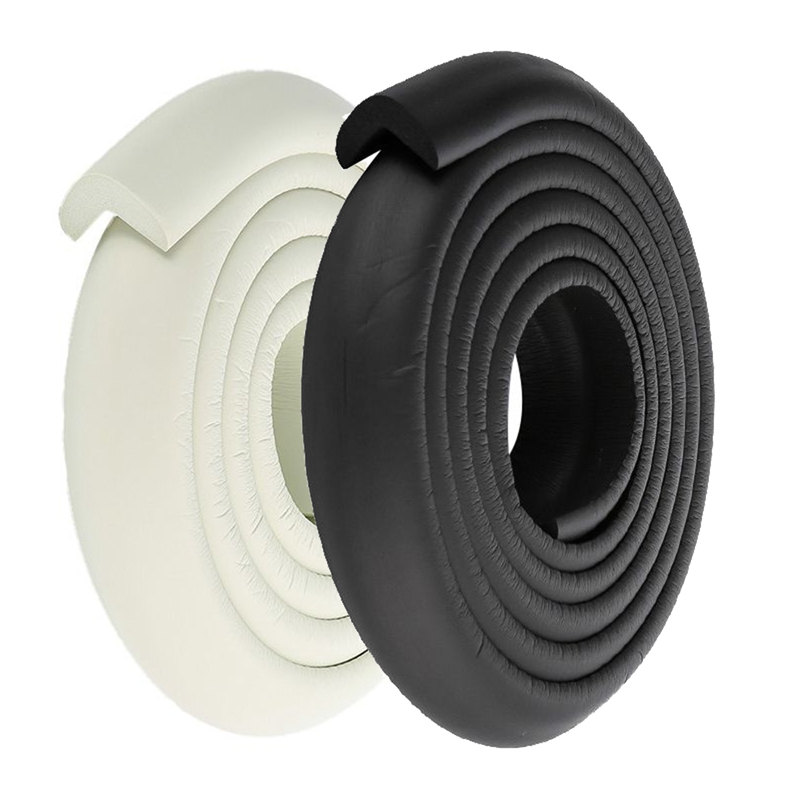 2M Children Protection Table Guard Strip Baby Safety Products Glass Edge Furniture Horror Crash Bar Corner Foam Bumper Collision Black & White (2 Pcs)