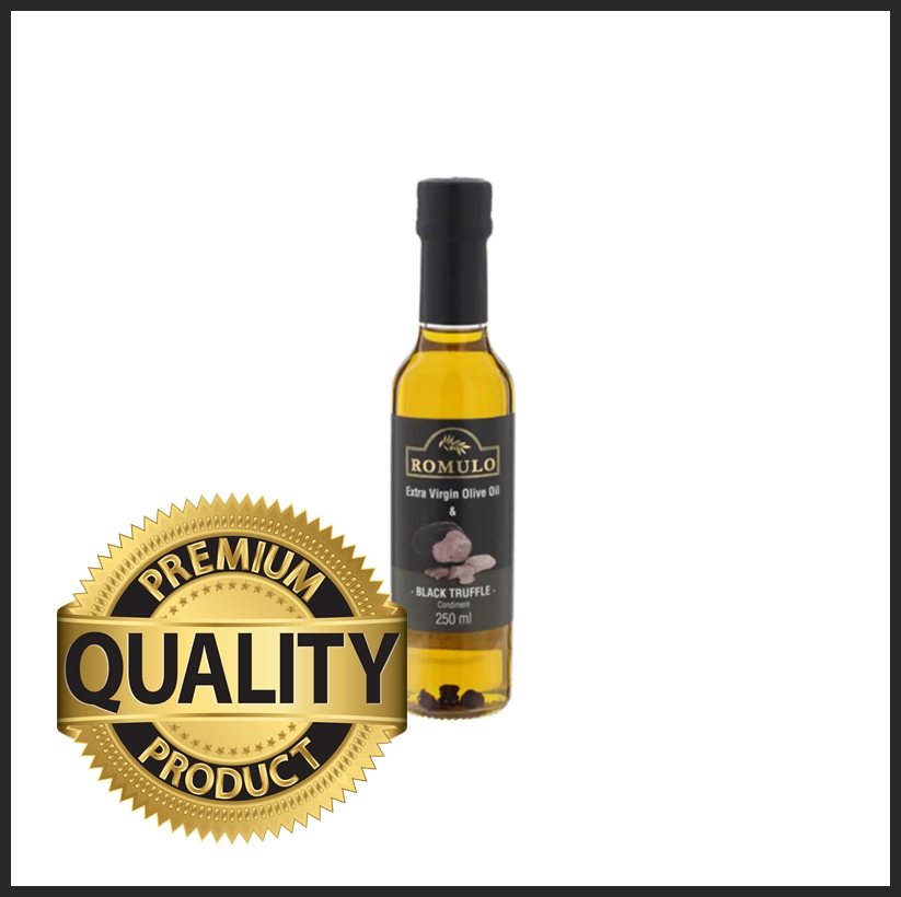 น้ำมันมะกอก บริสุทธิ์ romulo extra virgin olive oil black truffle โอลีฟออย ทำ น้ําสลัด เพื่อสุขภาพ ลดความดัน น้ำหนัก ความอ้วน น้ำสลัด น้ำจิ้ม ซอสดิป