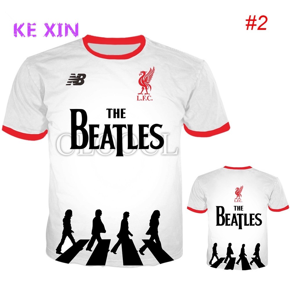 KE XIN เสื้อฟุตบอลลิเวอร์พูล Beatles 3D พิมพ์ผู้ชายผู้หญิง T เสื้อเสื้อกราฟิกสไตล์1-4