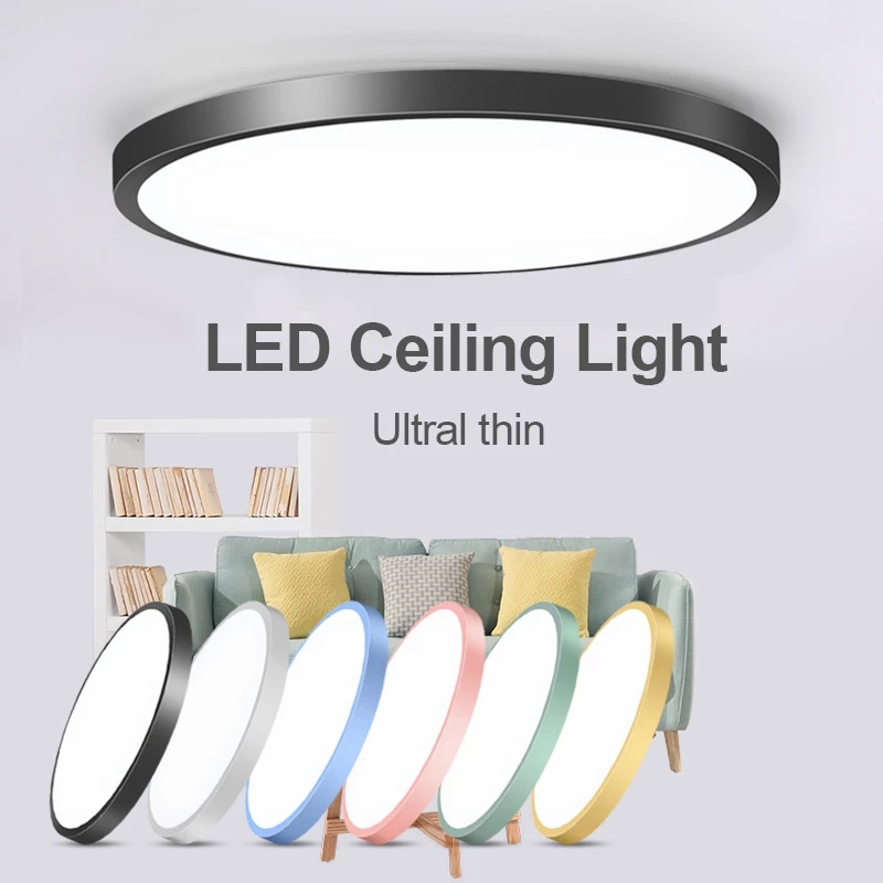 โคมไฟติดเพดานทรงกลม LED โคมไฟเพดาน Macaron โคมไฟห้องนอน ไฟติดเพดาน อะคริลิค แสงอบอุ่น/แสงสีขาว