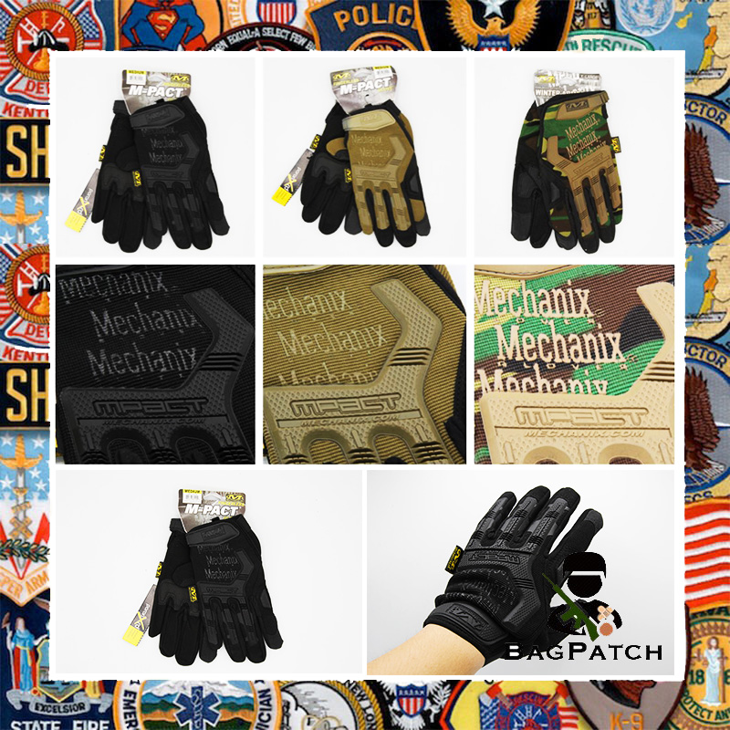 Bagpatch ถุงมือเต็มนิ้ว ยี่ห้อ Mechanix รุ่น M-Pact สี ดำ ทราย พราง  ไซส์ M L XL อุปกรณ์อะไหล่ปีนบีบีกัน สำหรับเล่น กีฬาประเภทยิง ปืนแอร์ซอฟต์ บีบีกัน ปืนลมอัดแก๊ส ปืนแอร์ซอฟต์ #00000081