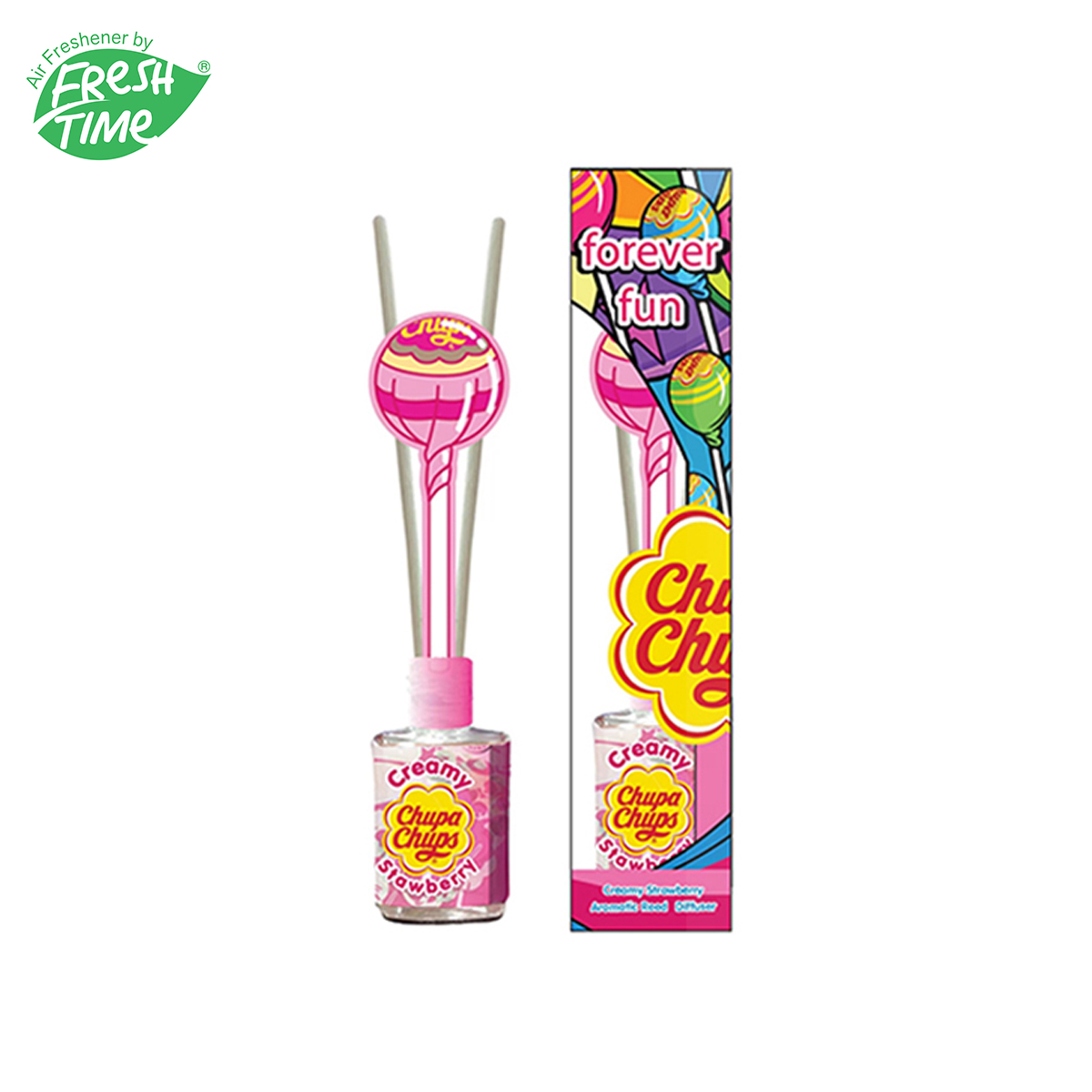 Freshtime  จูปาจุ๊ปส์ น้ำหอมก้านไม้ อโรม่า กลิ่นสตรอว์เบอร์รี่ Creamy Strawberry 30 ml. หอมหวานละมุน