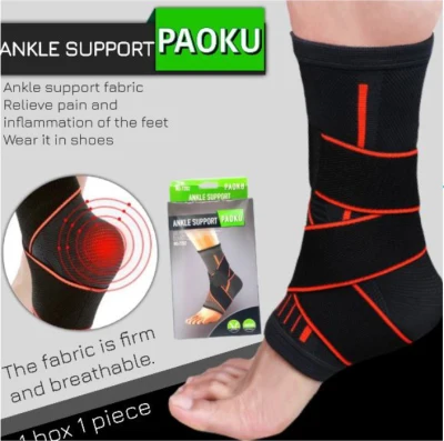 ผ้ารัดข้อเท้า ผ้าพันข้อเท้า ที่รัดข้อเท้า ใส่เพื่อเล่นกีฬา เพื่อลดอาการบาดเจ็บจากการออกกำลังกาย -- Ankle Support PAOKU (2 ชิ้น ส่งฟรี)